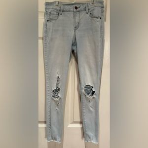 Old Navy mid rise  “Rockstar” jeans - very light blue ripped jeans - size 2R